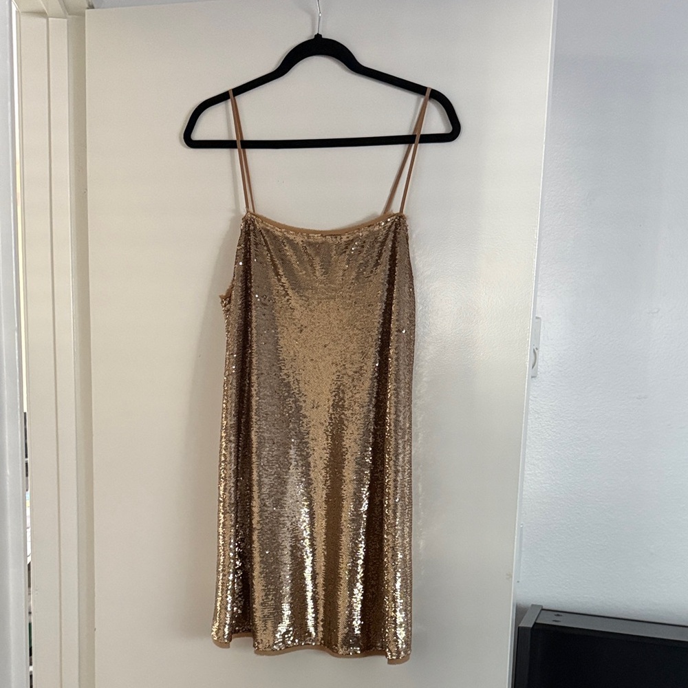 Free People Gold Sequin Slip Dress
